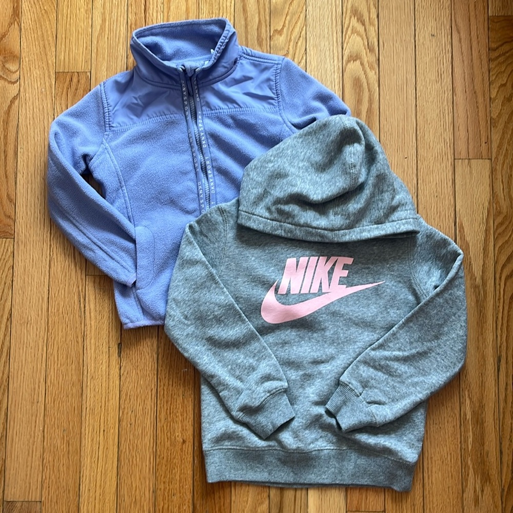 DKNY zip up fleece and Nike hoodie